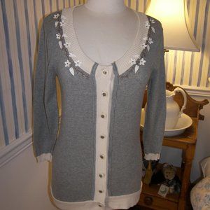 Anthropologie Gray and Cream Cardigan